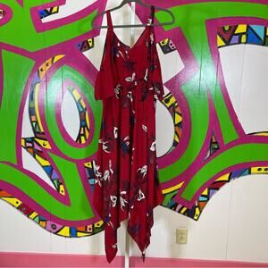 SHEIN, Floral Cold Shoulder Shark Bite Hem Dress. Size 1XL. Excellent condition!